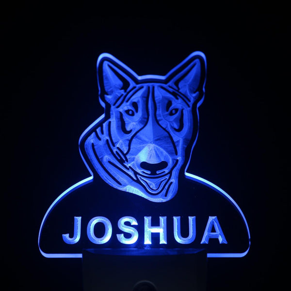 ADVPRO Bull Terrier Personalized Night Light Name Day/Night Sensor LED Sign ws1060-tm - Blue