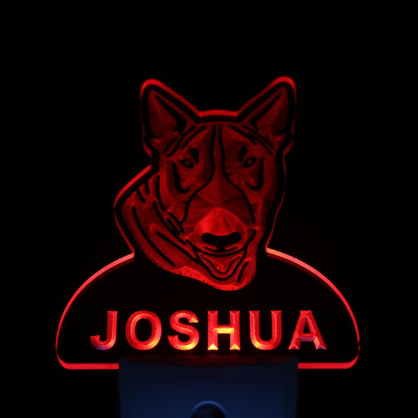 ADVPRO Bull Terrier Personalized Night Light Name Day/Night Sensor LED Sign ws1060-tm - Red