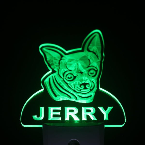 ADVPRO Chihuahua Dog Personalized Night Light Name Day/Night Sensor LED Sign ws1061-tm - Green