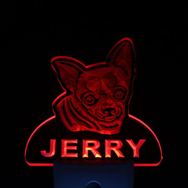 ADVPRO Chihuahua Dog Personalized Night Light Name Day/Night Sensor LED Sign ws1061-tm - Red