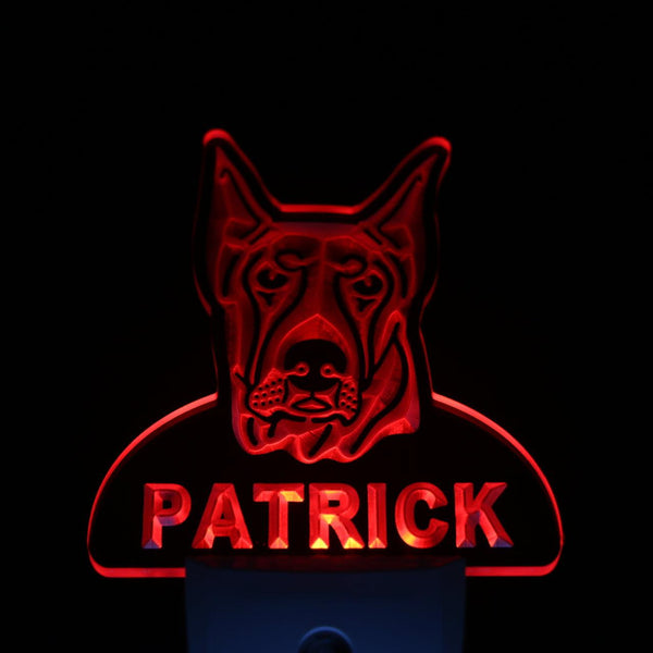 ADVPRO Doberman Pinscher Personalized Night Light Name Day/Night Sensor LED Sign ws1067-tm - Red