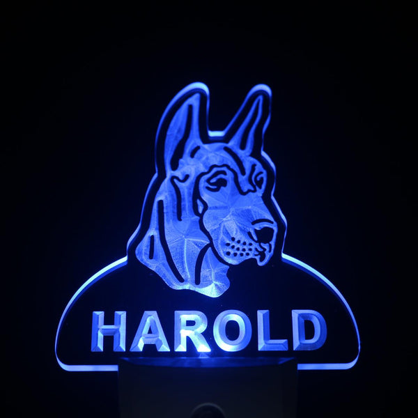 ADVPRO Great Dane Dog Personalized Night Light Name Day/Night Sensor LED Sign ws1070-tm - Blue