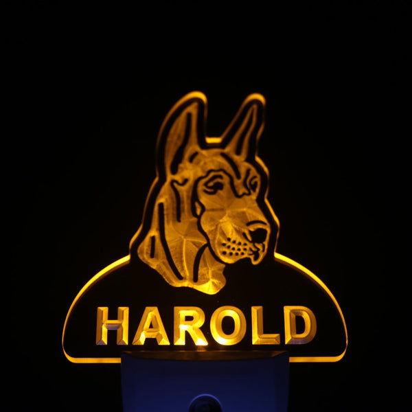 ADVPRO Great Dane Dog Personalized Night Light Name Day/Night Sensor LED Sign ws1070-tm - Yellow