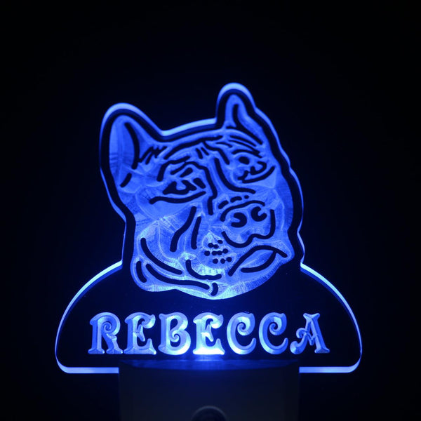 ADVPRO Pit Bull Dog Personalized Night Light Name Day/ Night Sensor LED Sign ws1078-tm - Blue