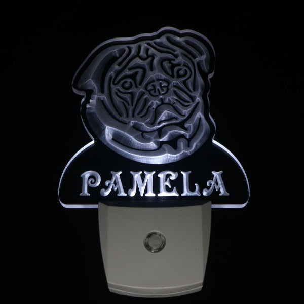 ADVPRO Pug Dog Personalized Night Light Name Day/Night Sensor LED Sign ws1082-tm - White