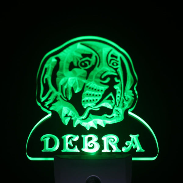 ADVPRO Saint Bernard Personalized Night Light Name Day/Night Sensor LED Sign ws1085-tm - Green