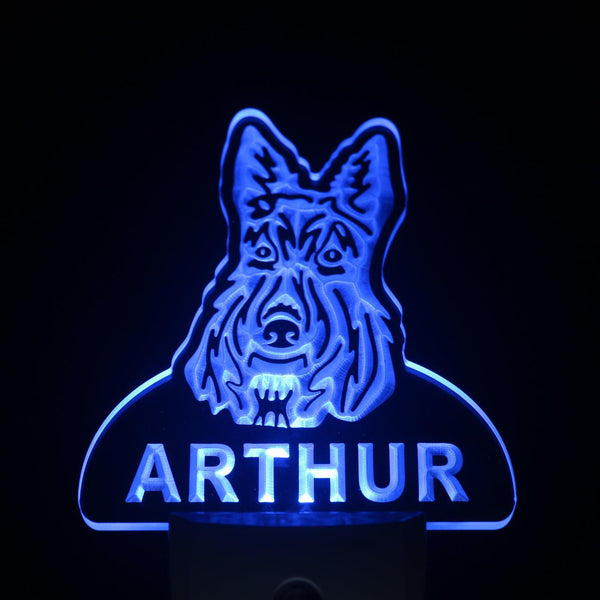 ADVPRO Scottish Terrier Personalized Night Light Name Day/Night Sensor LED Sign ws1088-tm - Blue