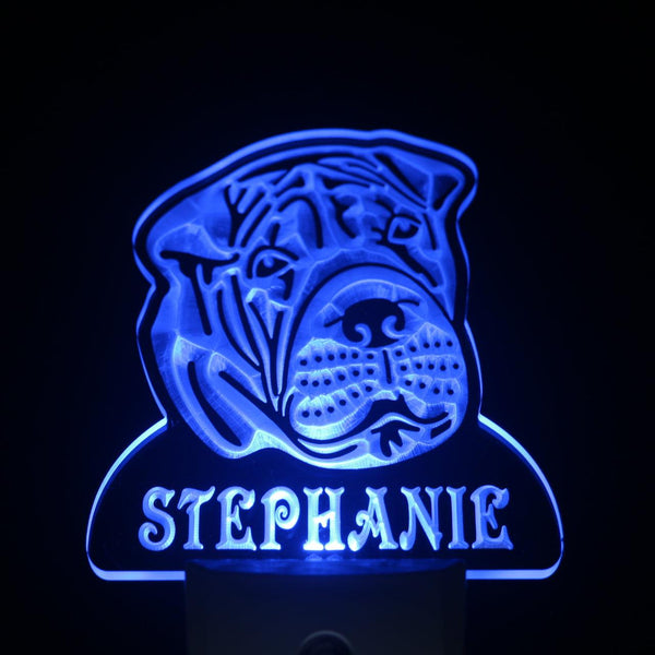 ADVPRO Shar Pei Dog Personalized Night Light Name Day/Night Sensor LED Sign ws1089-tm - Blue