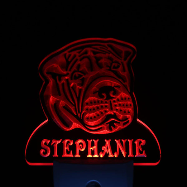 ADVPRO Shar Pei Dog Personalized Night Light Name Day/Night Sensor LED Sign ws1089-tm - Red