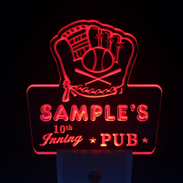 ADVPRO Name Personalized Custom Baseball Inning Bar Beer Day/ Night Sensor LED Sign wspo-tm - Red