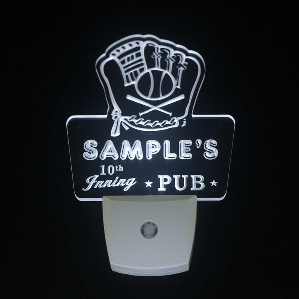 ADVPRO Name Personalized Custom Baseball Inning Bar Beer Day/ Night Sensor LED Sign wspo-tm - White