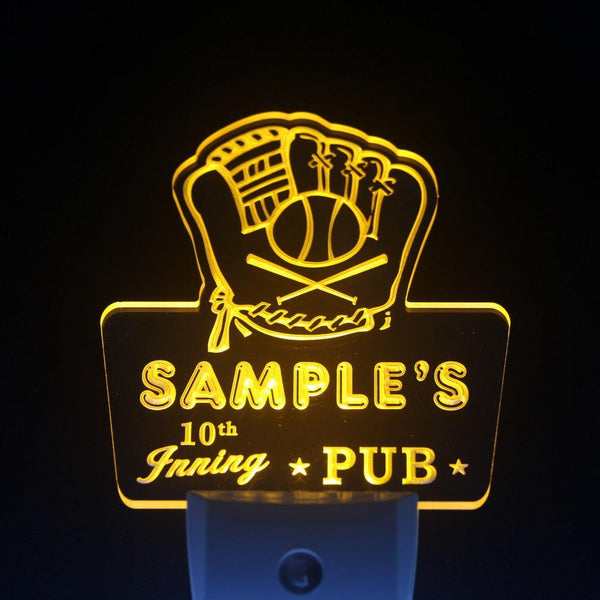 ADVPRO Name Personalized Custom Baseball Inning Bar Beer Day/ Night Sensor LED Sign wspo-tm - Yellow