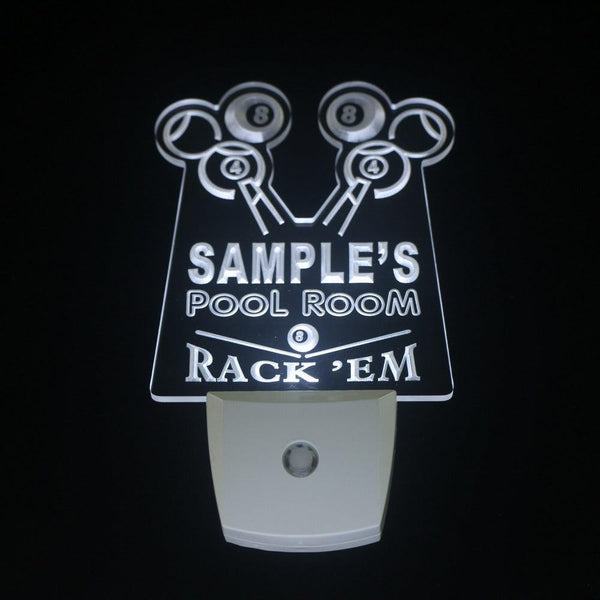 ADVPRO Name Personalized Custom Pool Room Rack 'em Bar Beer Day/ Night Sensor LED Sign wspy-tm - White