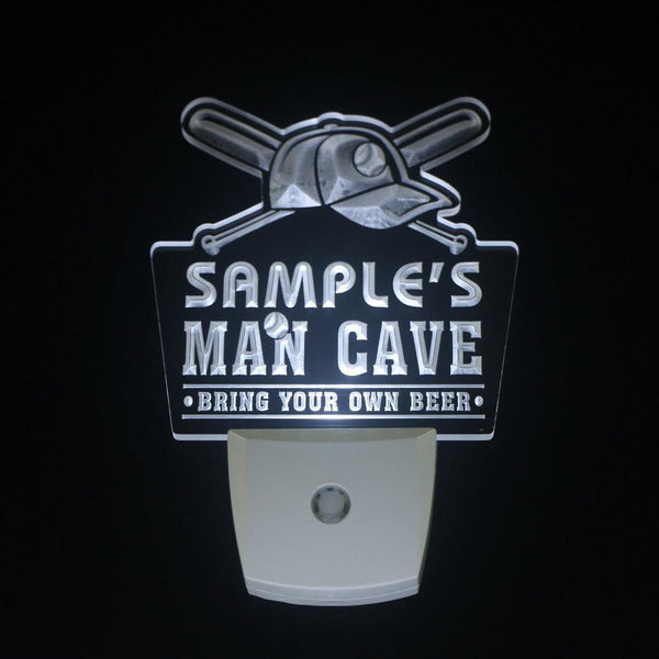 ADVPRO Name Personalized Custom Man Cave Baseball Bar Beer Day/ Night Sensor LED Sign wsqb-tm - White