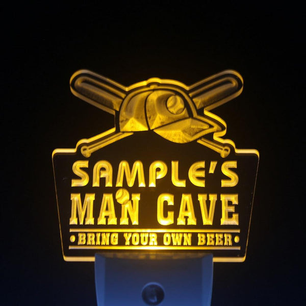 ADVPRO Name Personalized Custom Man Cave Baseball Bar Beer Day/ Night Sensor LED Sign wsqb-tm - Yellow