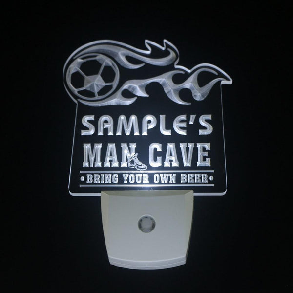 ADVPRO Name Personalized Custom Man Cave Soccer Bar Beer Day/ Night Sensor LED Sign wsqd-tm - White