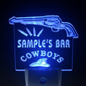 ADVPRO Name Personalized Custom Cowboys Leave Your Guns at The Bar Beer Day/ Night Sensor LED Sign wsqg-tm - Blue
