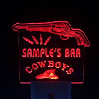ADVPRO Name Personalized Custom Cowboys Leave Your Guns at The Bar Beer Day/ Night Sensor LED Sign wsqg-tm - Red