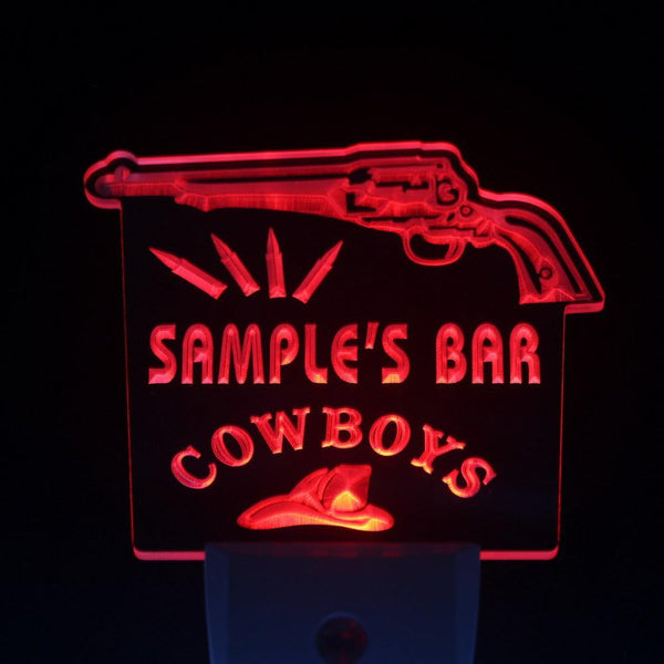 ADVPRO Name Personalized Custom Cowboys Leave Your Guns at The Bar Beer Day/ Night Sensor LED Sign wsqg-tm - Red