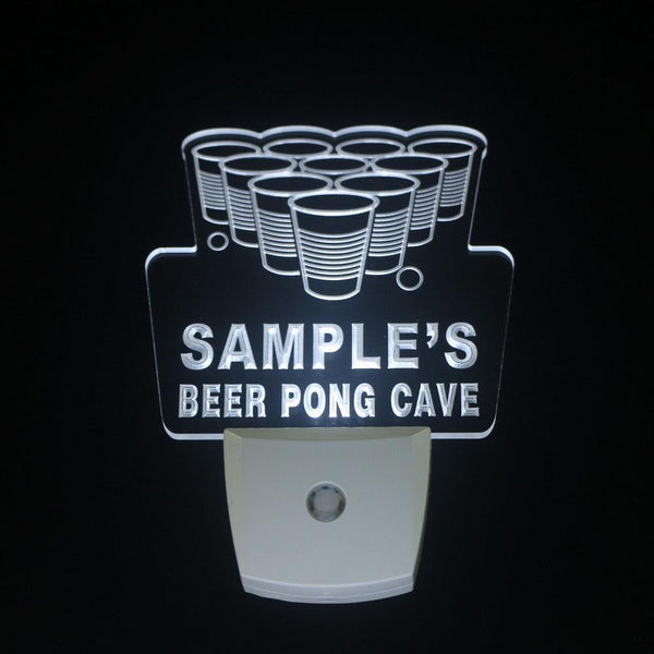 ADVPRO Name Personalized Custom Beer Pong Cave Bar Beer Day/ Night Sensor LED Sign wsqr-tm - White