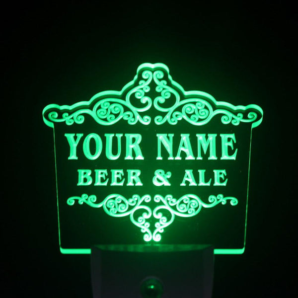 ADVPRO Name Personalized Custom Beer & Ale Vintage Bar Cold Beer Day/ Night Sensor LED Sign wsqs-tm - Green