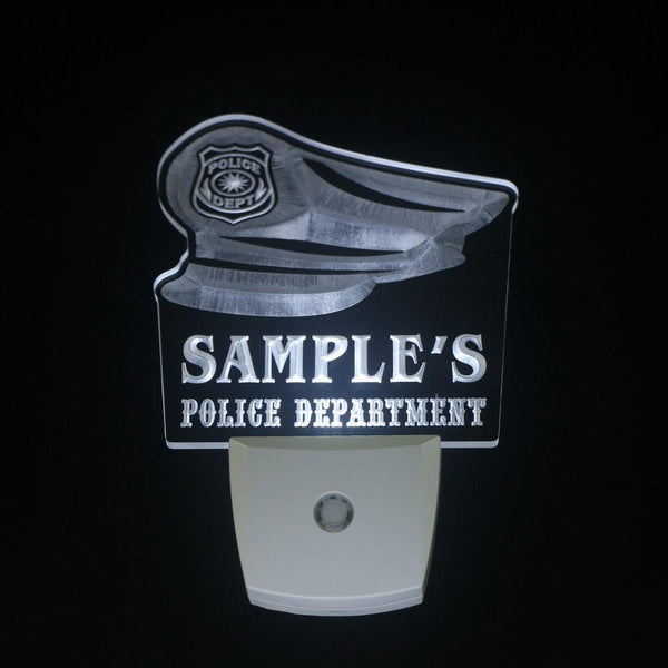 ADVPRO Name Personalized Custom Police Station Badge Bar Beer Day/ Night Sensor LED Sign wstk-tm - White