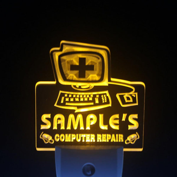 ADVPRO Name Personalized Custom Computer Repairs Shop Display Day/ Night Sensor LED Sign wstr-tm - Yellow