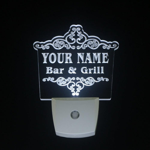 ADVPRO Name Personalized Custom Family Bar & Grill Beer Home Gift Day/ Night Sensor LED Sign wsu-tm - White