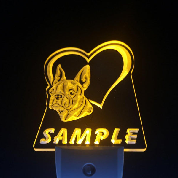 ADVPRO Name Personalized Custom Boston Terrier Dog House Home Day/ Night Sensor LED Sign wsvc-tm - Yellow